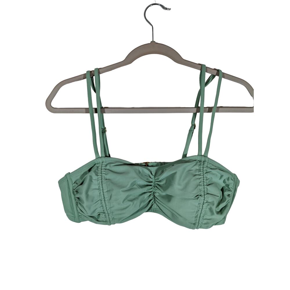 Xhilaration Bikini Top Ruched Bralette Light Green Large Strappy Swimsuit Junior
